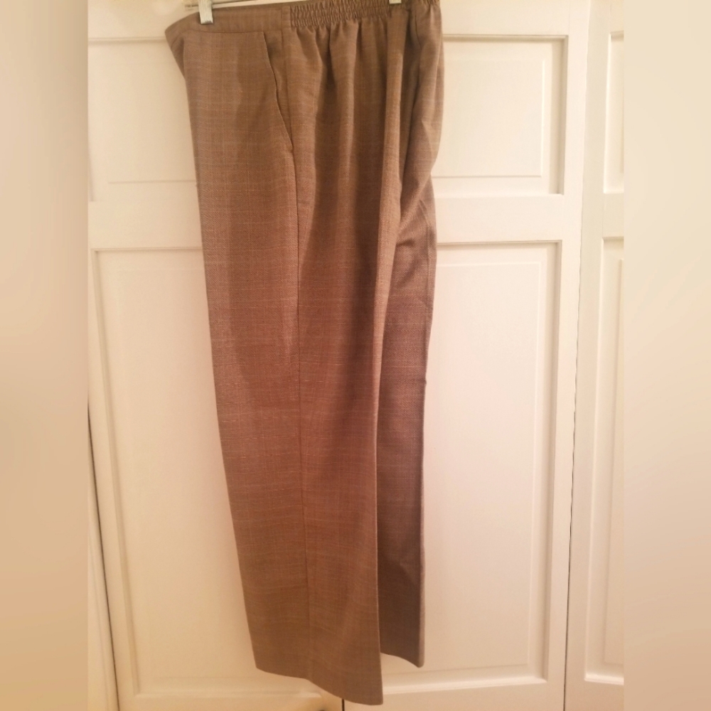 Alfred Dunner Women's Slacks Size 10 Light Brown with Patterned Strips